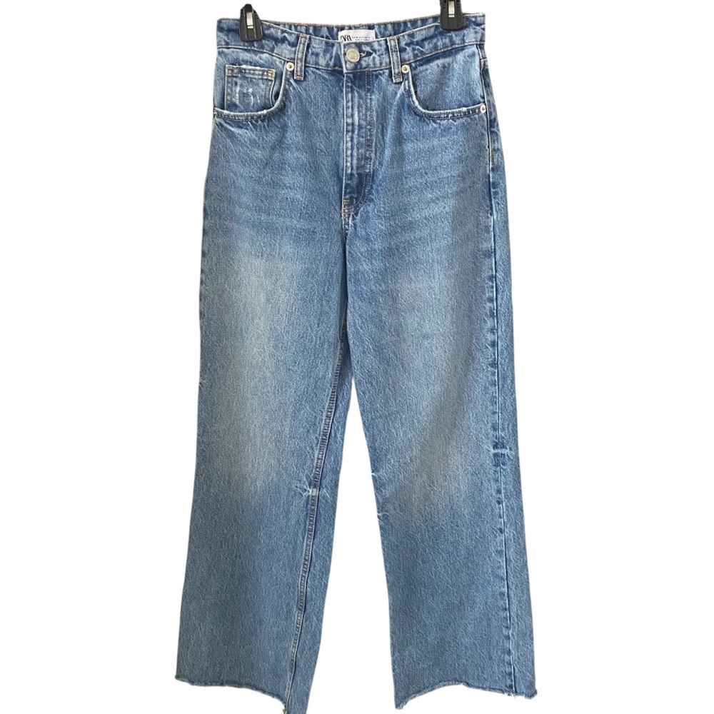 ZARA Wide Leg Blue Denim Jeans Size 6
